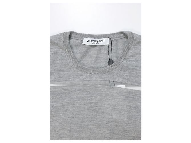 Grau Woll Mesh Streifen Top von Viktor & Rolf - Ansicht 10