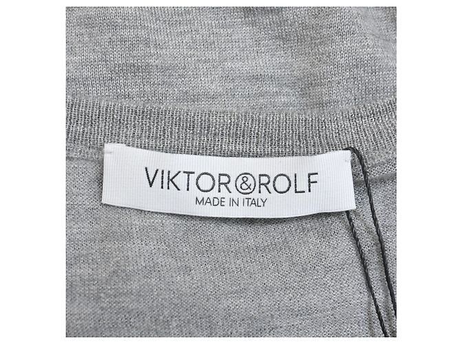 Grau Woll Mesh Streifen Top von Viktor & Rolf - Ansicht 4
