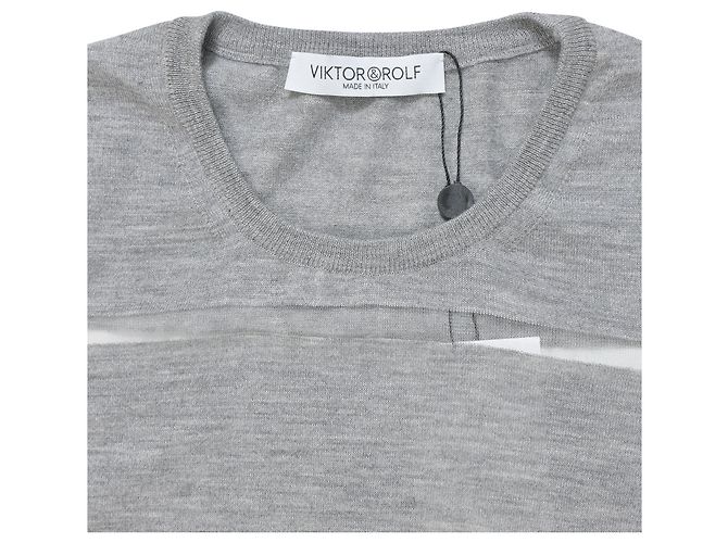 Grau Woll Mesh Streifen Top von Viktor & Rolf - Ansicht 5