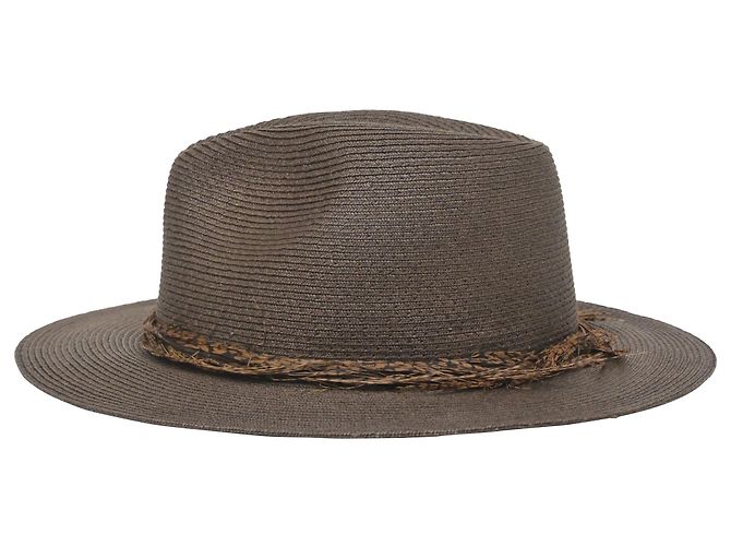 Cappello Fedora in piume Eugenia Kim in paglia marrone scuro - vista 2