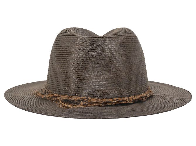 Cappello Fedora in piume Eugenia Kim in paglia marrone scuro - vista 3