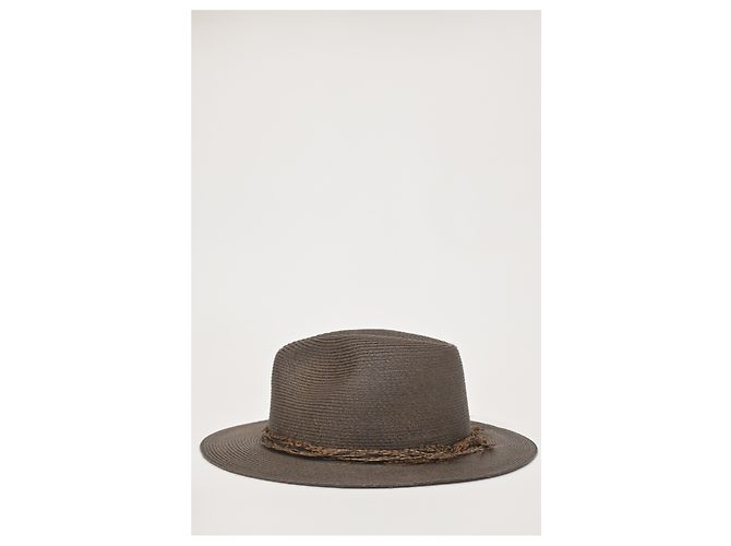 Cappello Fedora in piume Eugenia Kim in paglia marrone scuro - vista 6