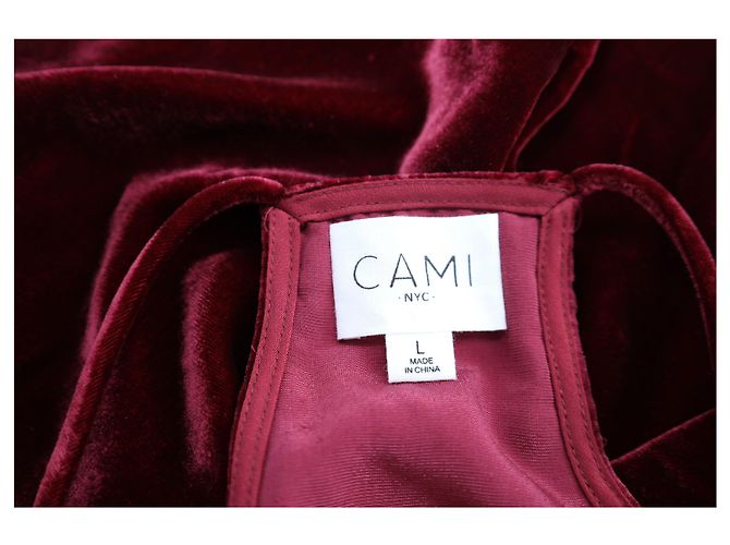Autre Marque Cami NYC Canotta in Velluto Borgogna con Pizzo Rosso Bordò - vista 4