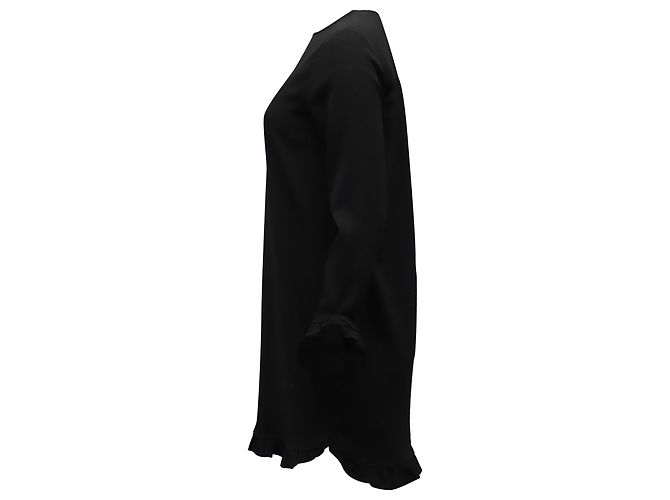 Ganni Clark Rüschenshirt mit langen Ärmeln aus schwarzem Polyester - Ansicht 2