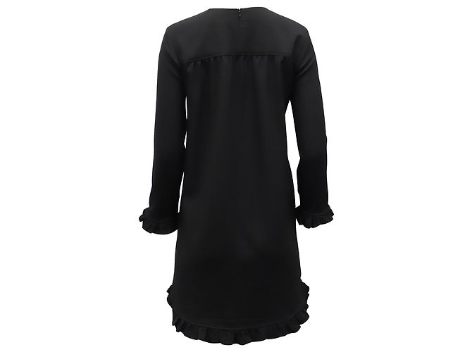 Ganni Clark Rüschenshirt mit langen Ärmeln aus schwarzem Polyester - Ansicht 3