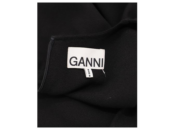 Ganni Clark Rüschenshirt mit langen Ärmeln aus schwarzem Polyester - Ansicht 4