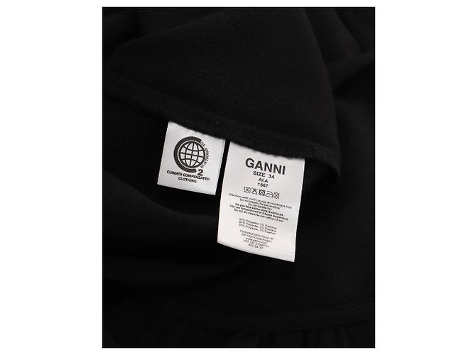 Ganni Clark Rüschenshirt mit langen Ärmeln aus schwarzem Polyester - Ansicht 5