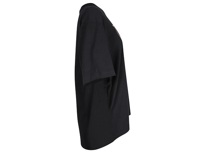 Camiseta de algodón negro con estampado gráfico de cara dorada de Acne Studios - vista 2