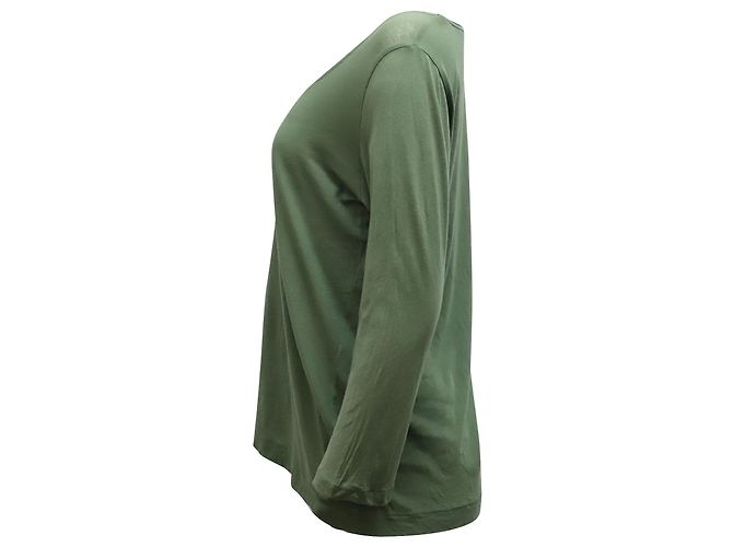 Top de manga larga Dries Van Noten en algodón verde - vista 2