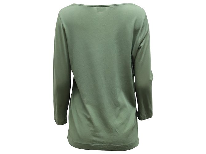 Top de manga larga Dries Van Noten en algodón verde - vista 3