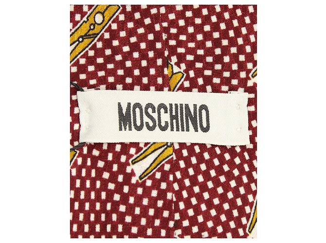 Moschino Krawatte aus roter Seide mit Clipdruck - Ansicht 4