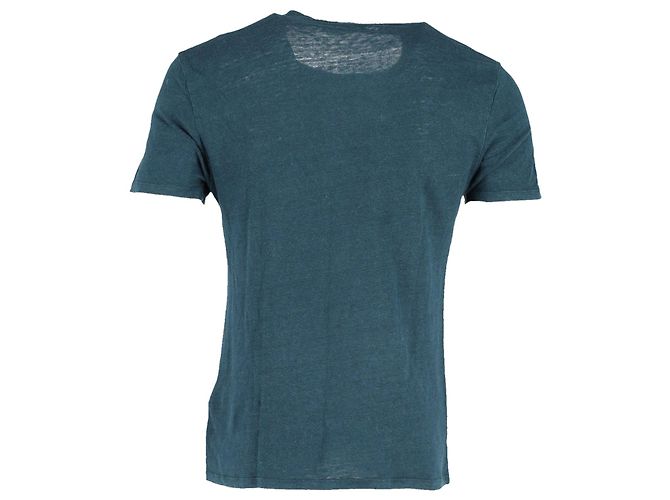 T-shirt girocollo Sandro Paris in lino verde - vista 3
