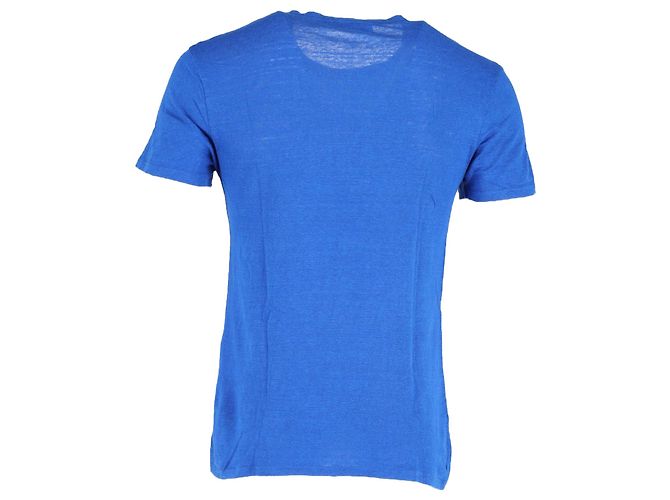 T-shirt a girocollo Sandro Paris in lino blu - vista 3