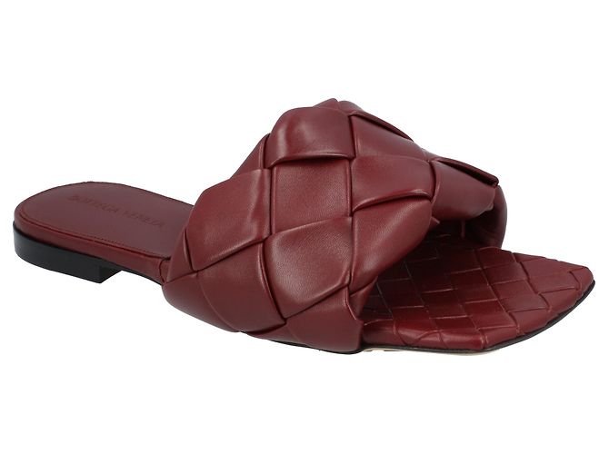 Sandalo piatto Lido rosso di Bottega Veneta - vista 2