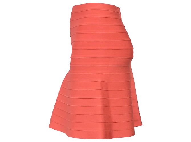 Falda hasta la rodilla Herve Leger en rayón naranja - vista 2