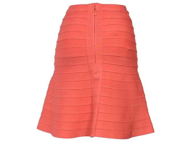 Falda hasta la rodilla Herve Leger en rayón naranja - vista 3
