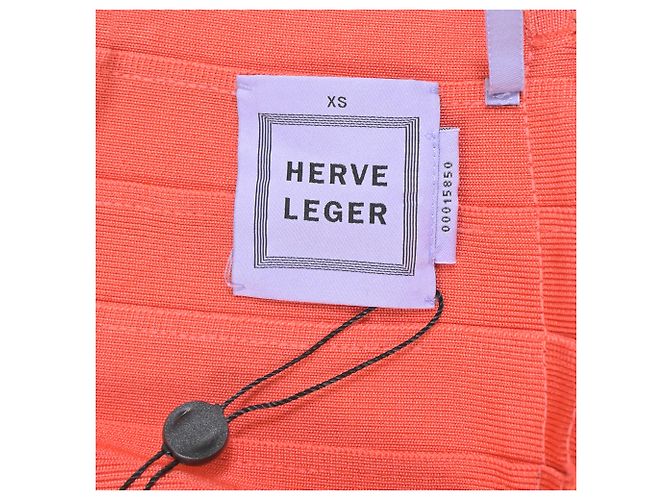 Falda hasta la rodilla Herve Leger en rayón naranja - vista 4