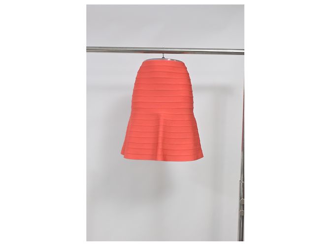 Falda hasta la rodilla Herve Leger en rayón naranja - vista 5