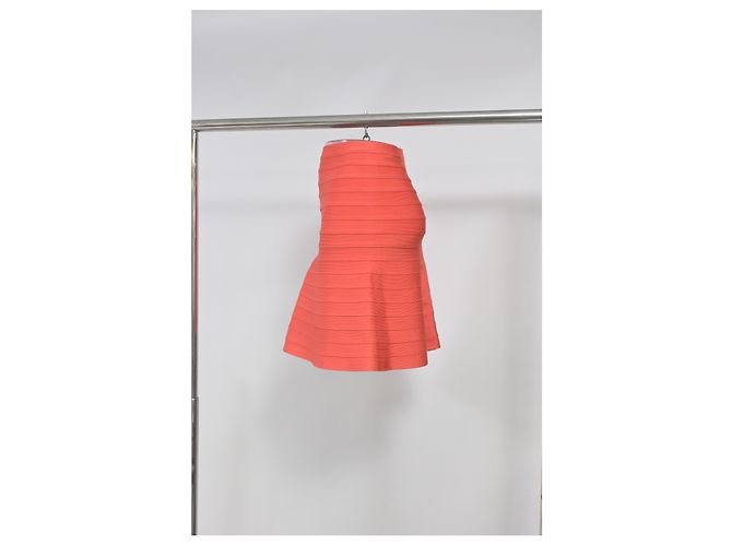 Falda hasta la rodilla Herve Leger en rayón naranja - vista 6