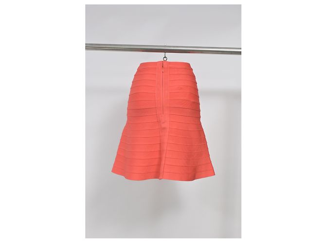 Falda hasta la rodilla Herve Leger en rayón naranja - vista 7