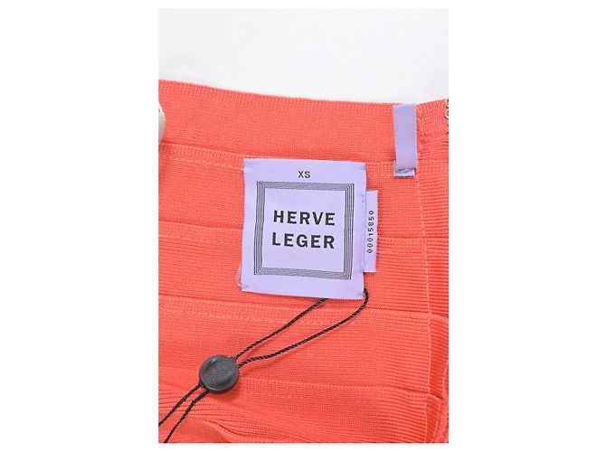 Falda hasta la rodilla Herve Leger en rayón naranja - vista 8
