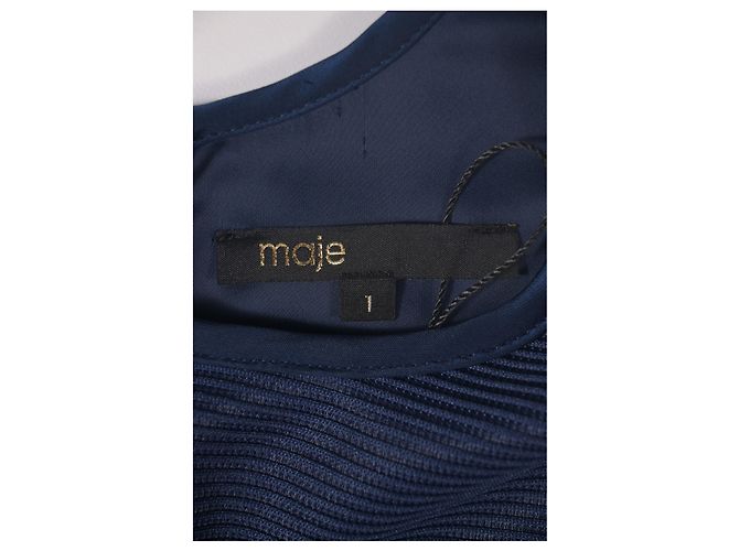 Vestido mini plisado sin mangas Maje en poliéster azul marino - vista 10