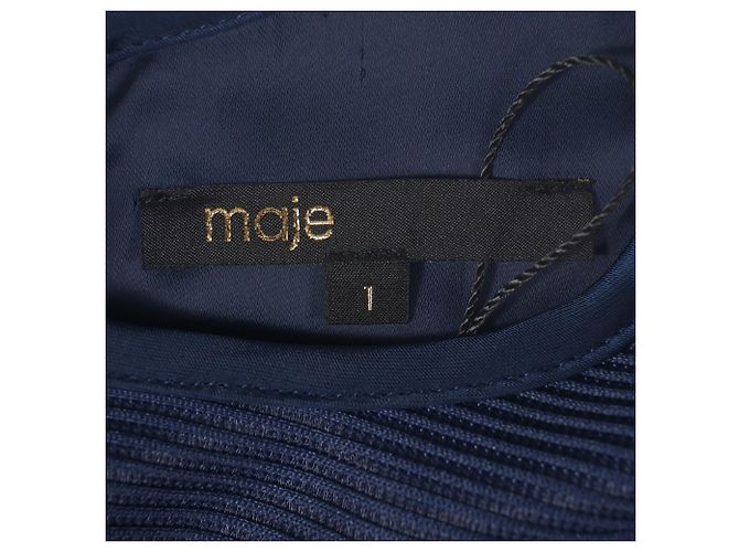 Vestido mini plisado sin mangas Maje en poliéster azul marino - vista 5