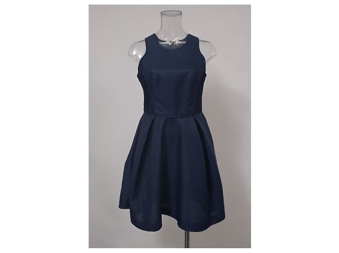 Vestido mini plisado sin mangas Maje en poliéster azul marino - vista 6
