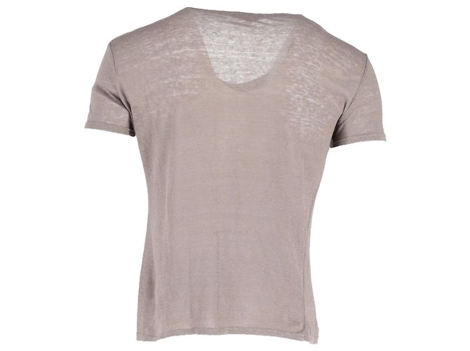 T-shirt a V Sandro Paris in lino marrone - vista 3