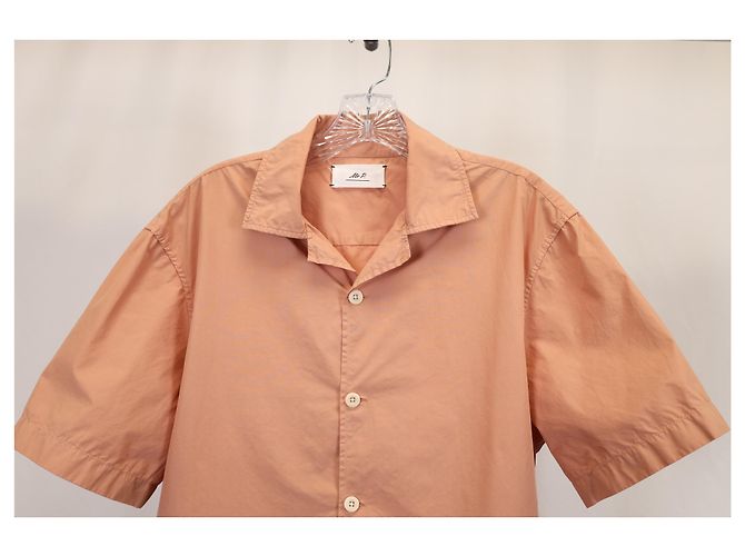 Autre Marque Camicia in cotone tinto Mr. P Camp Collar in corallo - vista 5