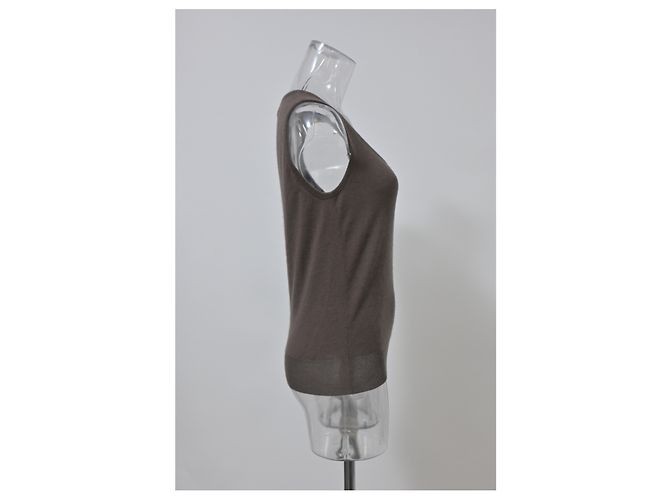 Céline Celine Vintage Weste aus braunem Kaschmir Rot - Ansicht 7