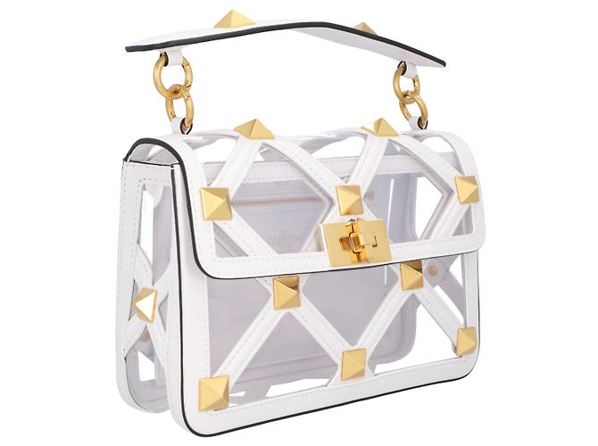 Valentino Garavani Borsa Valentino Roman Stud Trasparente Bianco - vista 2