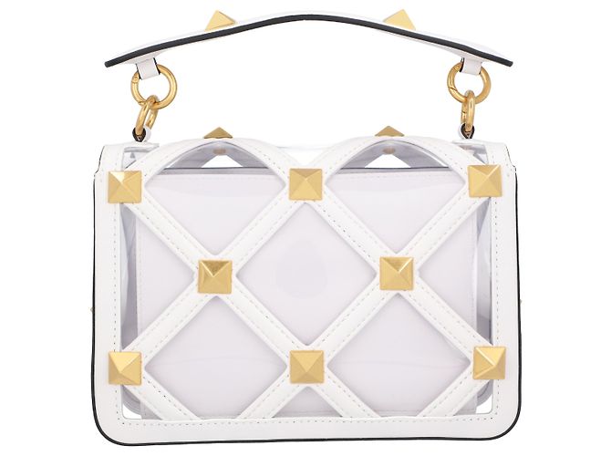 Valentino Garavani Borsa Valentino Roman Stud Trasparente Bianco - vista 3