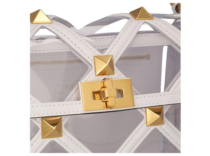 Valentino Garavani Borsa Valentino Roman Stud Trasparente Bianco - vista 4