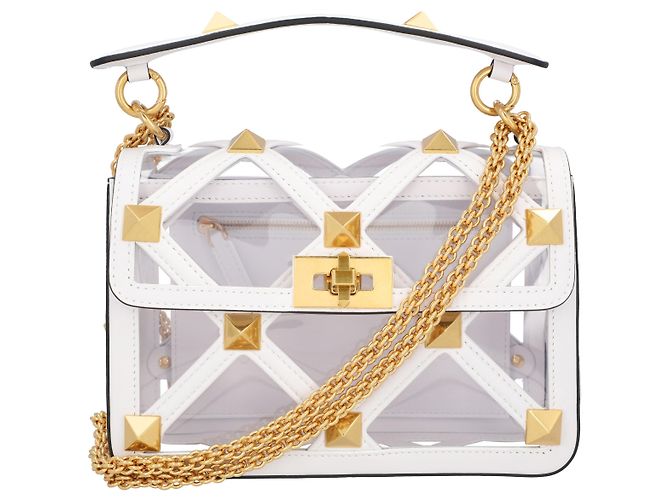 Valentino Garavani Borsa Valentino Roman Stud Trasparente Bianco - vista 5