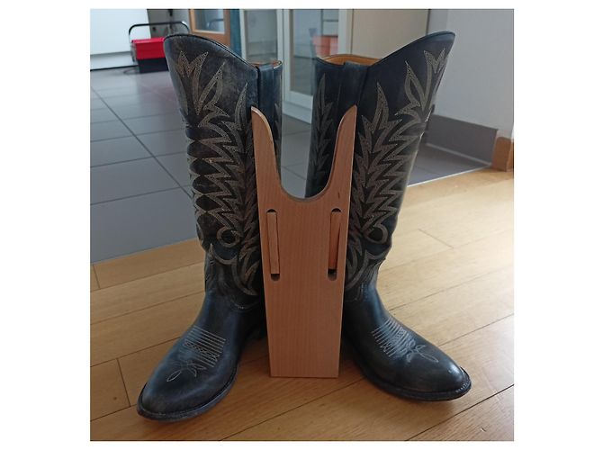 Mexicana Black Leather Round Toe Boots with Eagle Topstitching - view 2