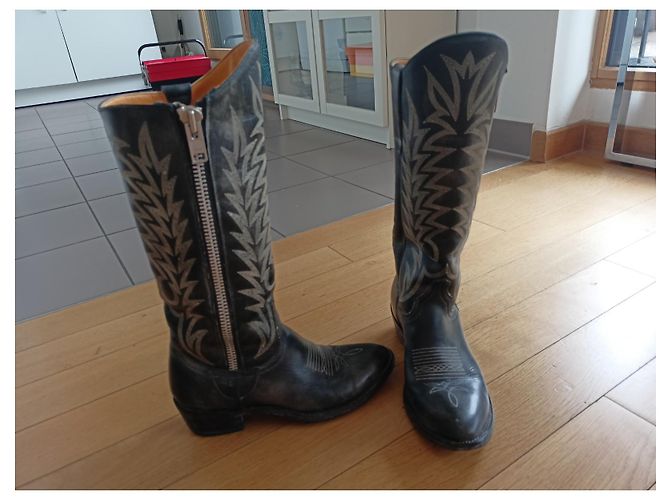 Mexicana Black Leather Round Toe Boots with Eagle Topstitching - view 5