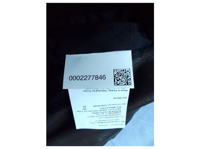 Hugo Boss Doppelt gefütterte Motorrad-Biker-Lederjacke aus braunem Lammleder - Ansicht 10