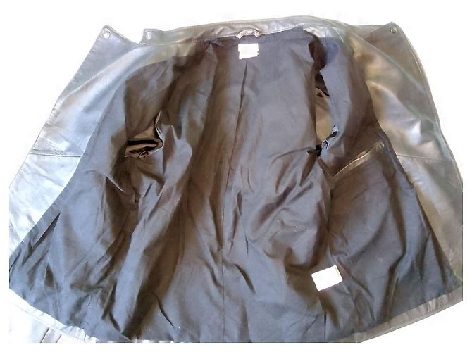 Autre Marque Doppelt gefütterte schwarze Lederjacke mit Reißverschluss für Motorradfahrer WRANGLER - Ansicht 6