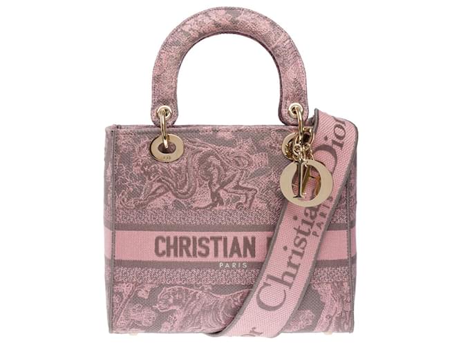 Borsa DIOR Lady Dior in Tela Rosa - 102003 - vista 3
