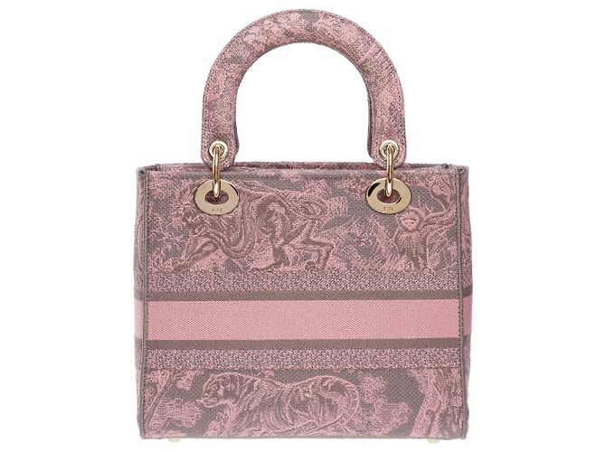 Borsa DIOR Lady Dior in Tela Rosa - 102003 - vista 4