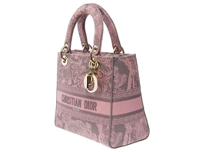 Borsa DIOR Lady Dior in Tela Rosa - 102003 - vista 5