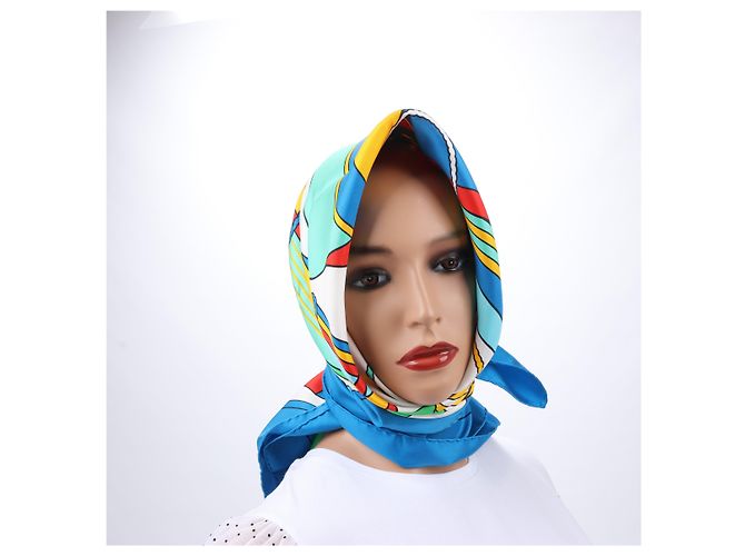 Foulard Hermès Carré 90 "THALASSA" 100% Seta Blu - vista 15