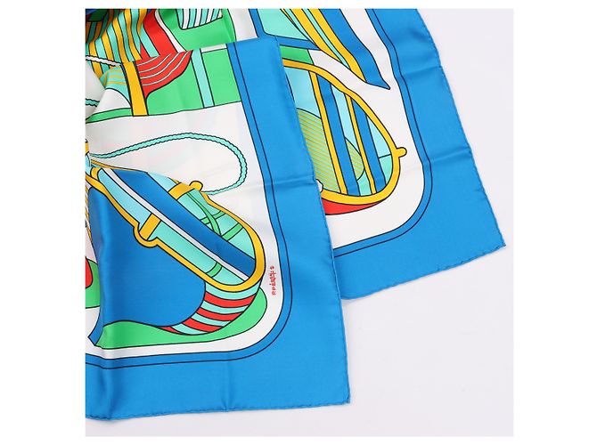 Foulard Hermès Carré 90 "THALASSA" 100% Seta Blu - vista 2