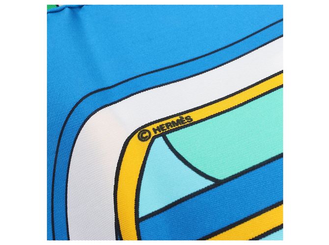 Foulard Hermès Carré 90 "THALASSA" 100% Seta Blu - vista 5