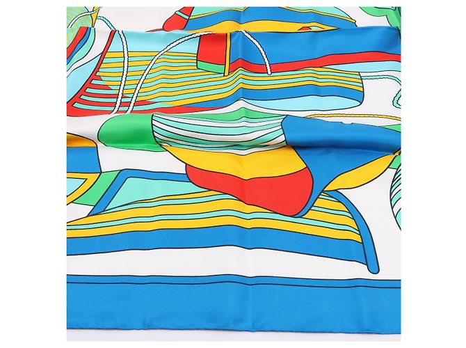 Foulard Hermès Carré 90 "THALASSA" 100% Seta Blu - vista 7