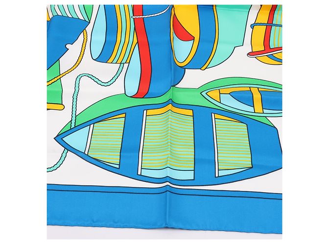 Foulard Hermès Carré 90 "THALASSA" 100% Seta Blu - vista 8