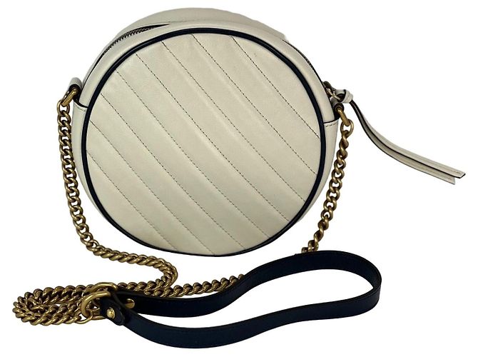 Borsa a spalla Gucci GG Azalea Matelassé in pelle bianca mistica rotonda - vista 2