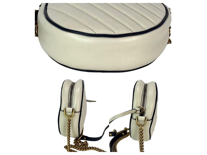 Borsa a spalla Gucci GG Azalea Matelassé in pelle bianca mistica rotonda - vista 3