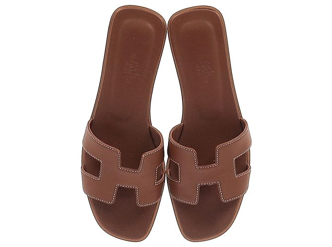 Infradito Hermès Oran in pelle marrone Rosso - vista 2